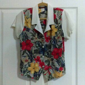 Cabrais Vintage Bright Floral Top Size 8